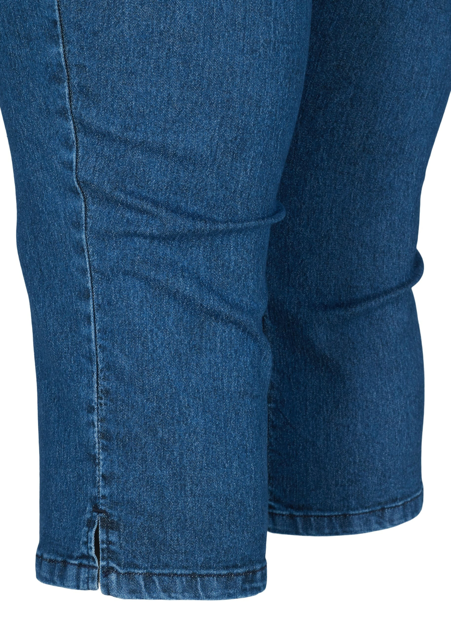 Zizzi Pantacourt en coton m&eacute;lang&eacute;, Dark blue denim, Packshot image number 3