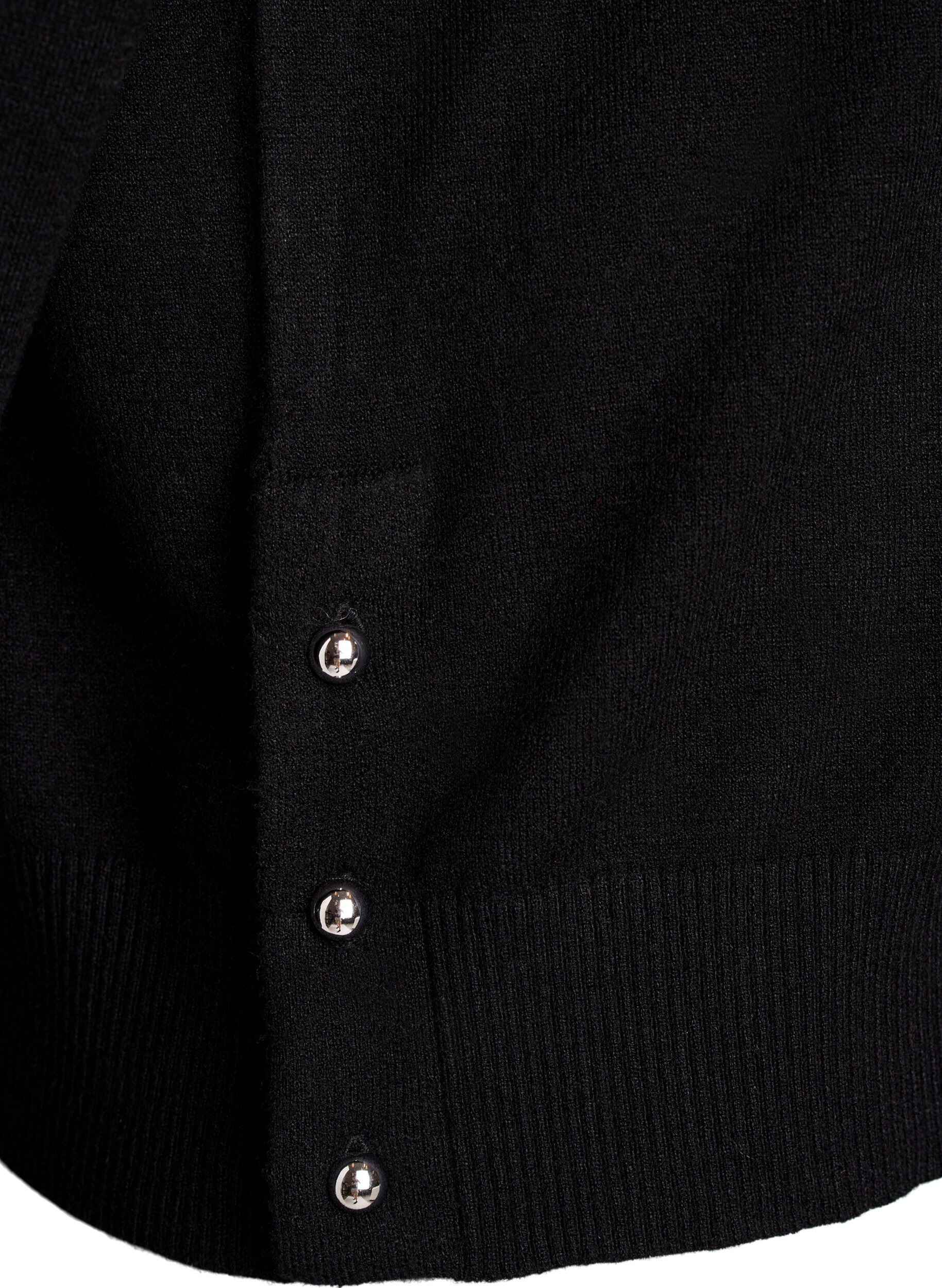 Zizzi Blouse en maille avec col roul&eacute; et boutons sur le c&ocirc;t&eacute;, Noir, Packshot image number 3