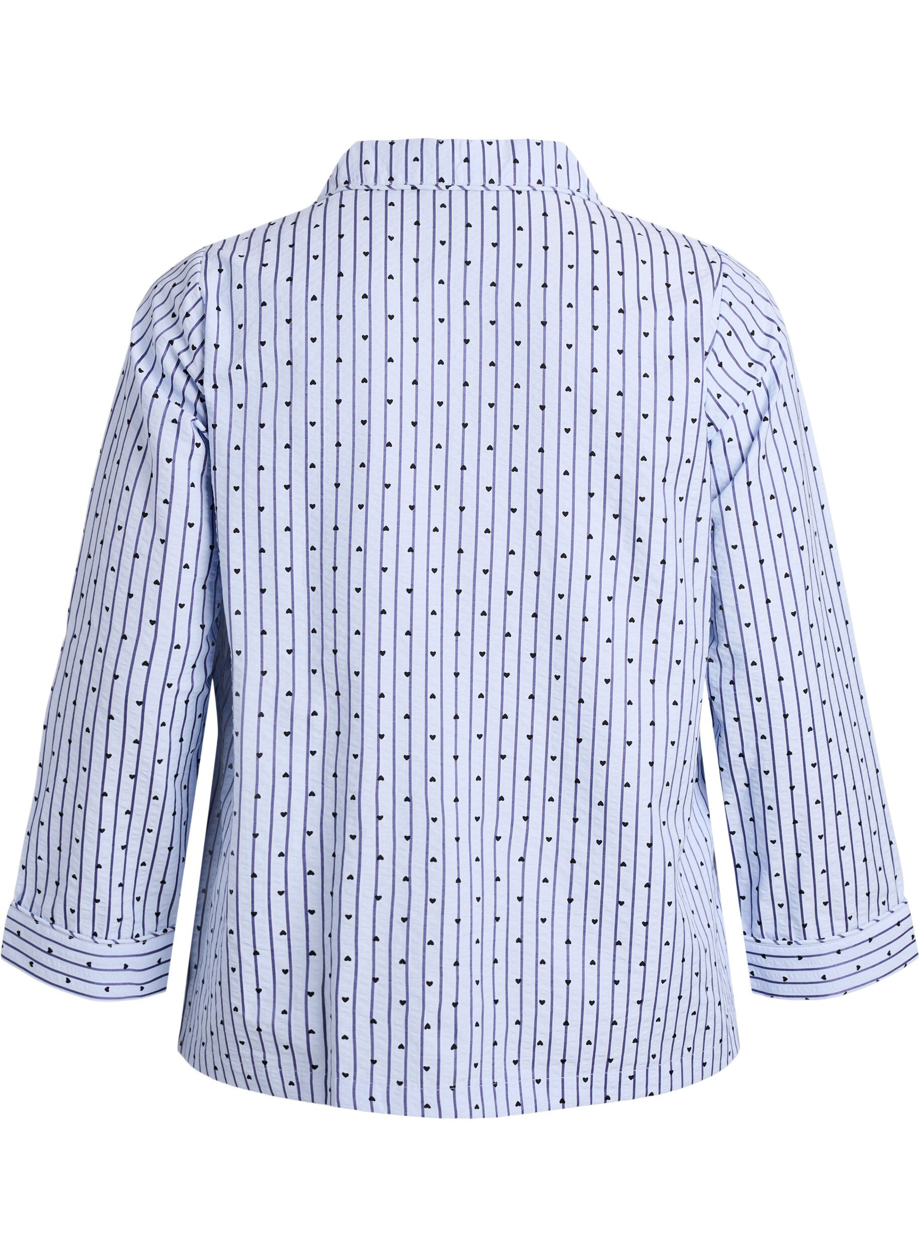 Zizzi Chemise de pyjama en seersucker &agrave; manches longues, Bleu Clair, Packshot image number 1