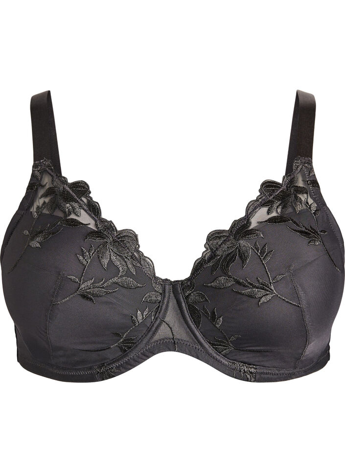 Soutien-gorge rembourr&eacute; &agrave; armatures avec broderie, Noir, Packshot image number 0
