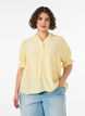 Blouse en m&eacute;lange de viscose textur&eacute;, avec manches courtes &agrave; volants, Jaune, Model image number 0