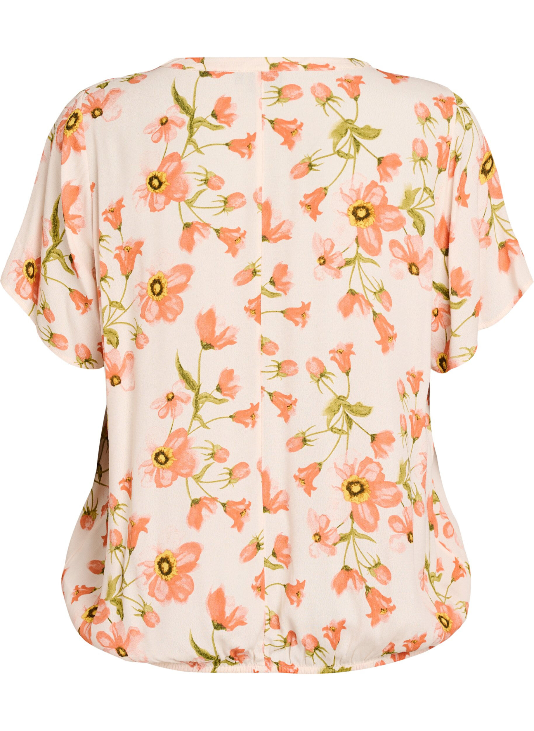 Zizzi Blouse en viscose &agrave; imprim&eacute; floral et manches courtes, 9991, Packshot image number 1