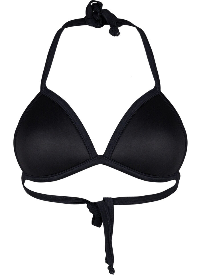 Soutien-gorge de bikini triangle solide, Noir, Packshot image number 1