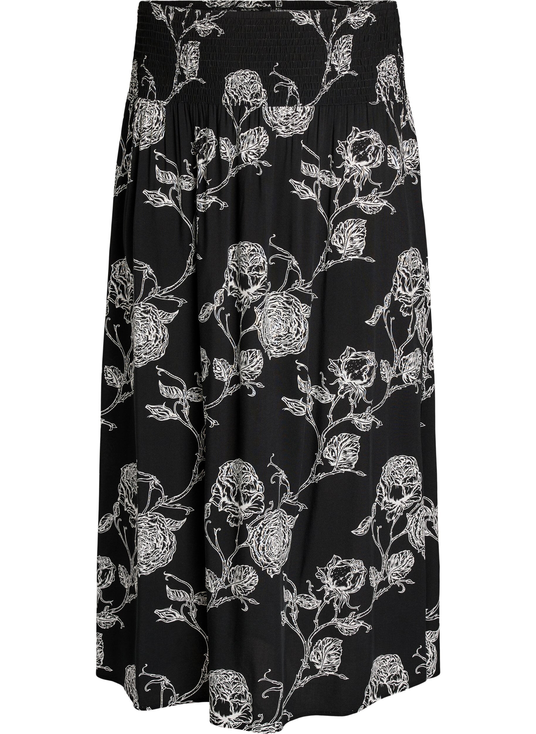 FLASH - Jupe longue en viscose avec smocks