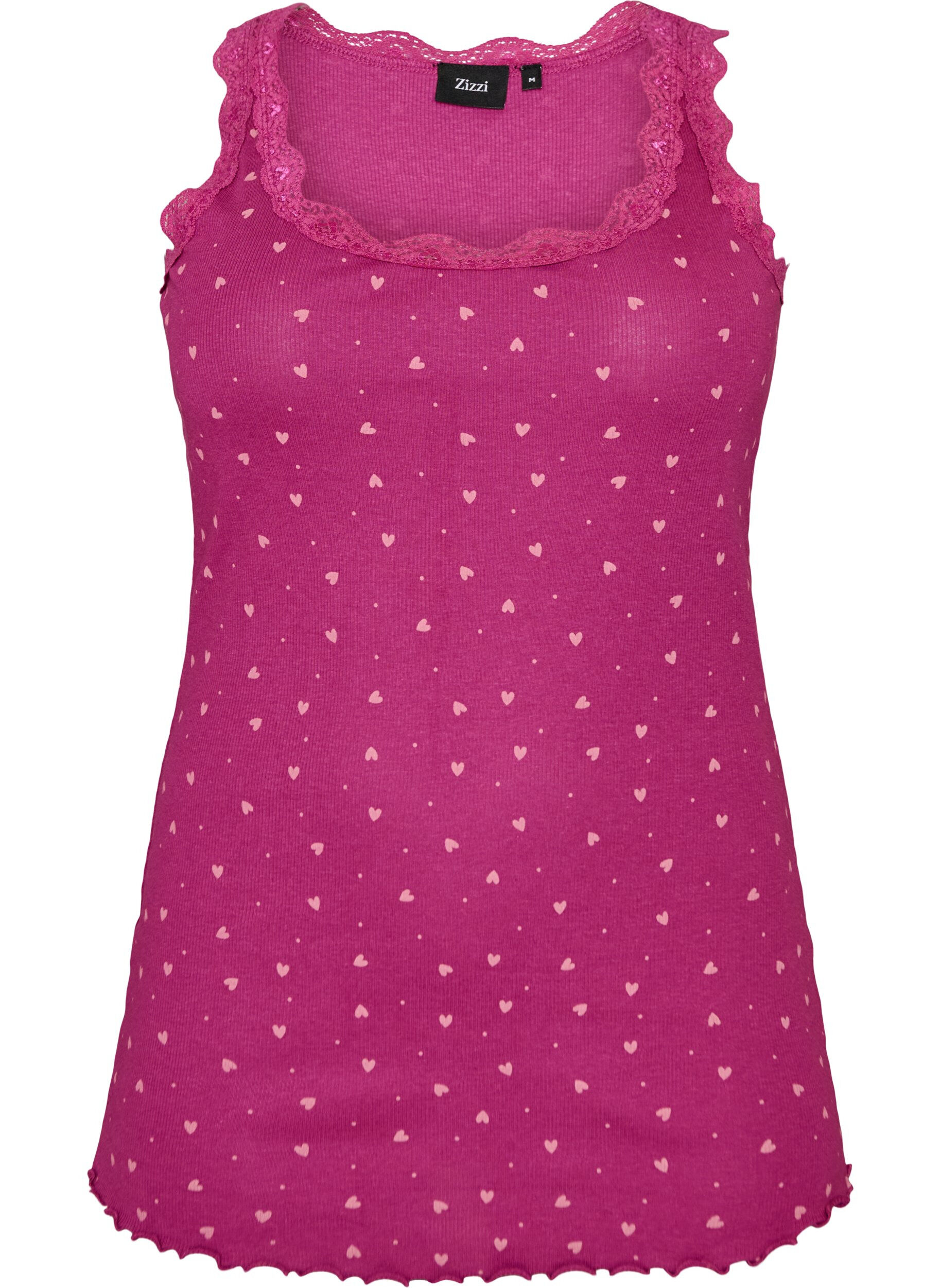 ZizziTop avec imprim&eacute; et bord en dentelle, Violet, Packshot image number 0