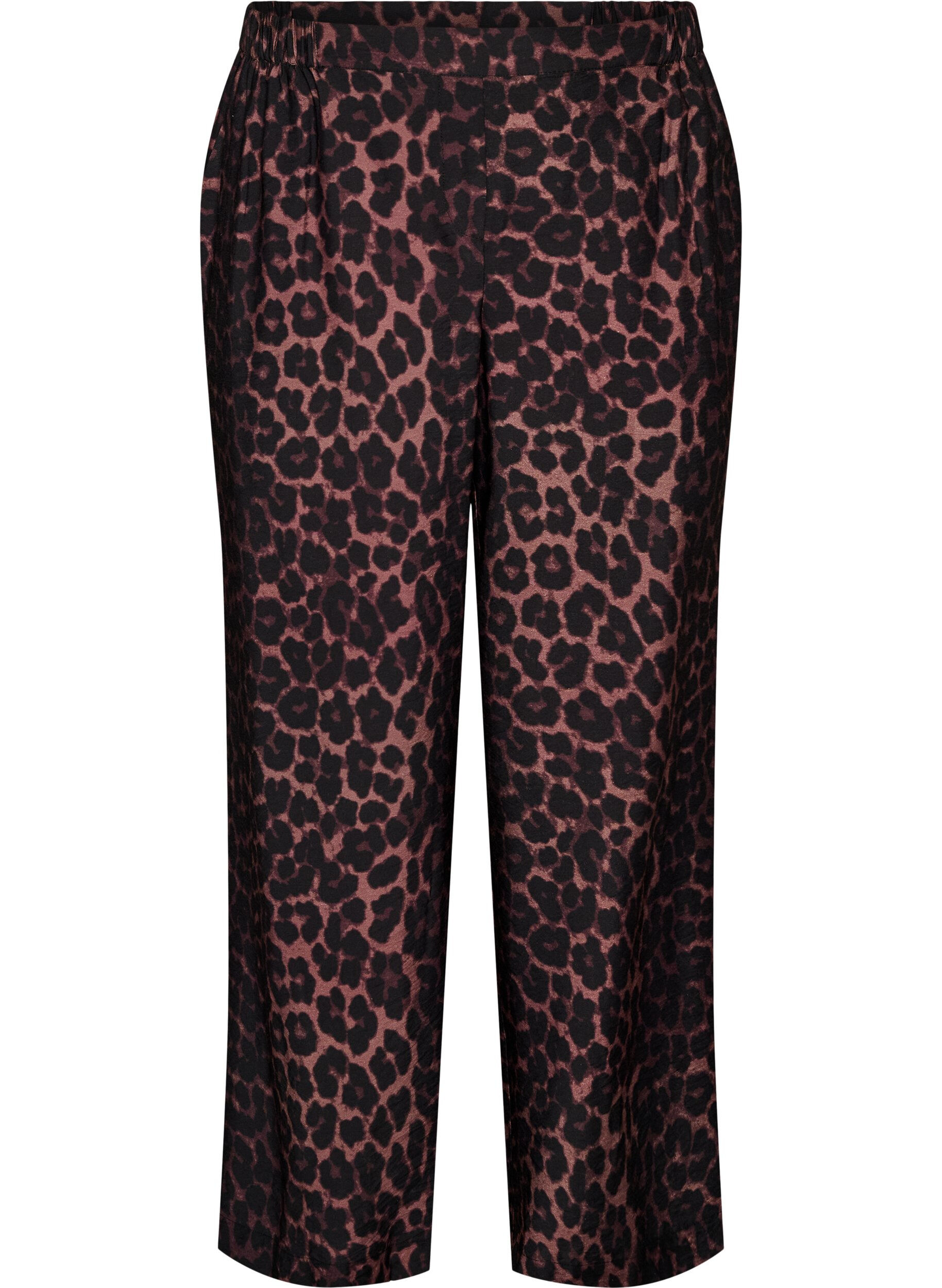 ZizziPantalon en viscose avec taille &eacute;lastiqu&eacute;e et jambes droites, Marron, Packshot image number 0