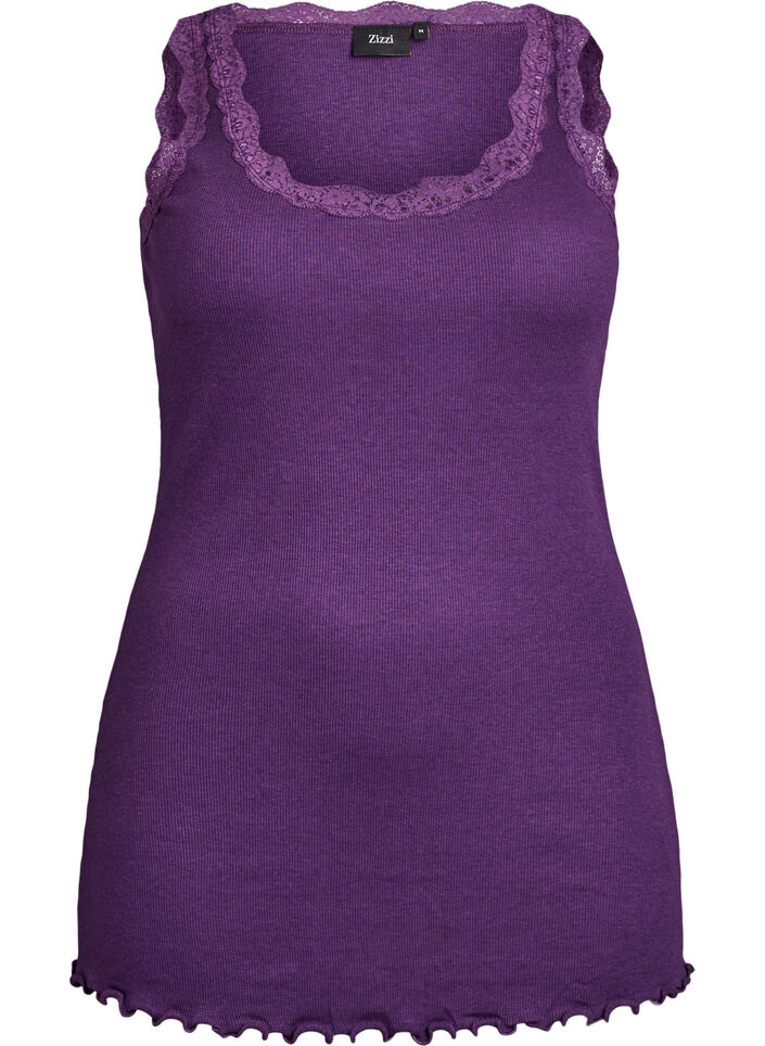 Haut avec bordure en dentelle, Violet, Packshot image number 0