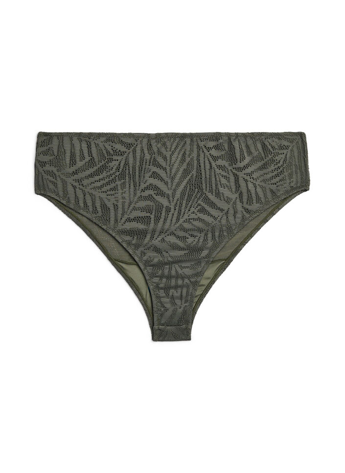 Culotte de bikini br&eacute;silienne en maille structur&eacute;e, Vert, Packshot image number 0