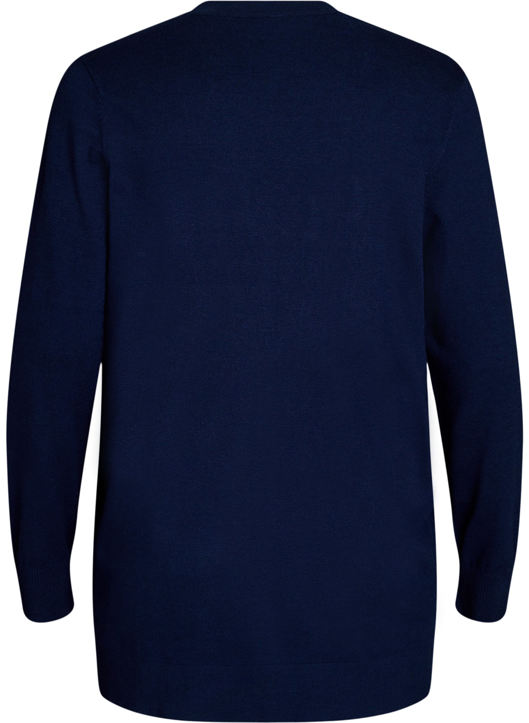 Zizzi Cardigan long en maille ouvert avec poches, Bleu, Packshot image number 1