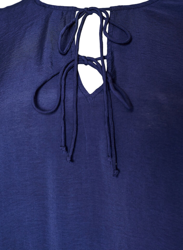 Robe en viscose avec volants et liens &agrave; nouer, Bleu, Packshot image number 2