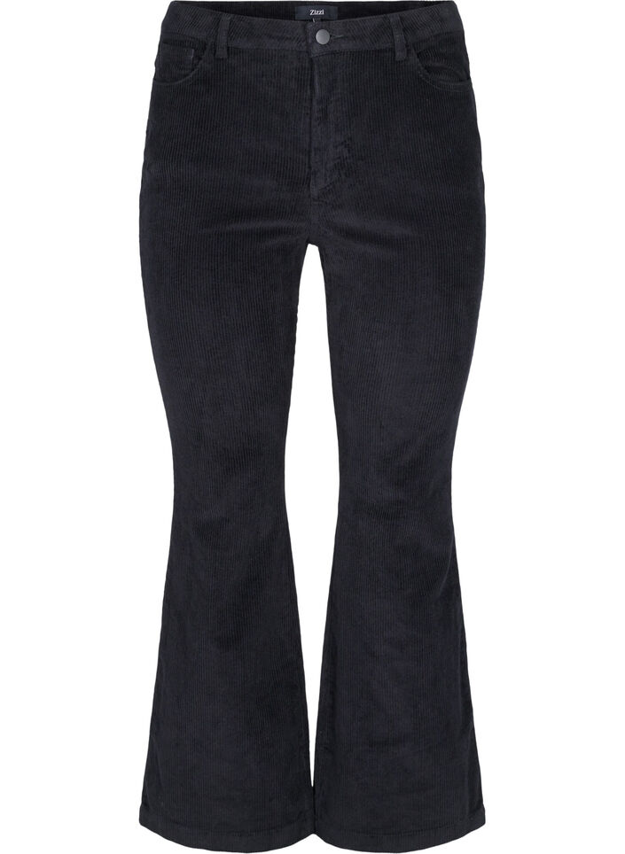 Pantalon en velours à coupe bootcut, Black, Packshot image number 0