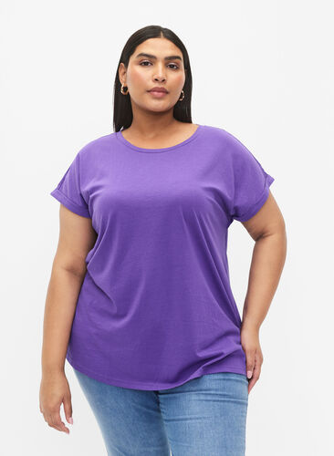 T-shirt à manches courtes en mélange de coton, ULTRA VIOLET, Model image number 0