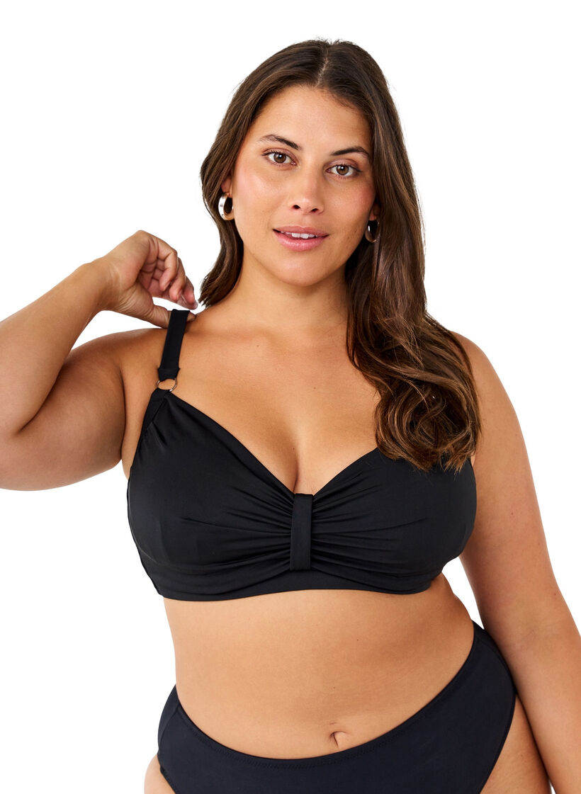 Soutien-gorge de bikini &agrave; armatures avec drap&eacute;, Noir, Model image number 0