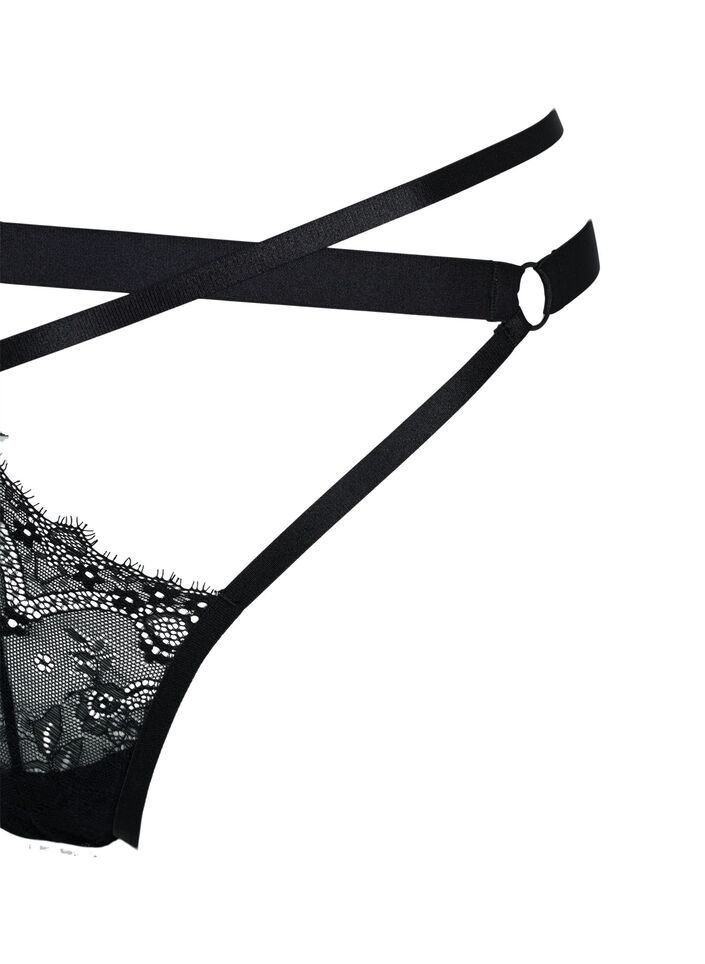 String avec ficelle et dentelle, Black, Packshot image number 3