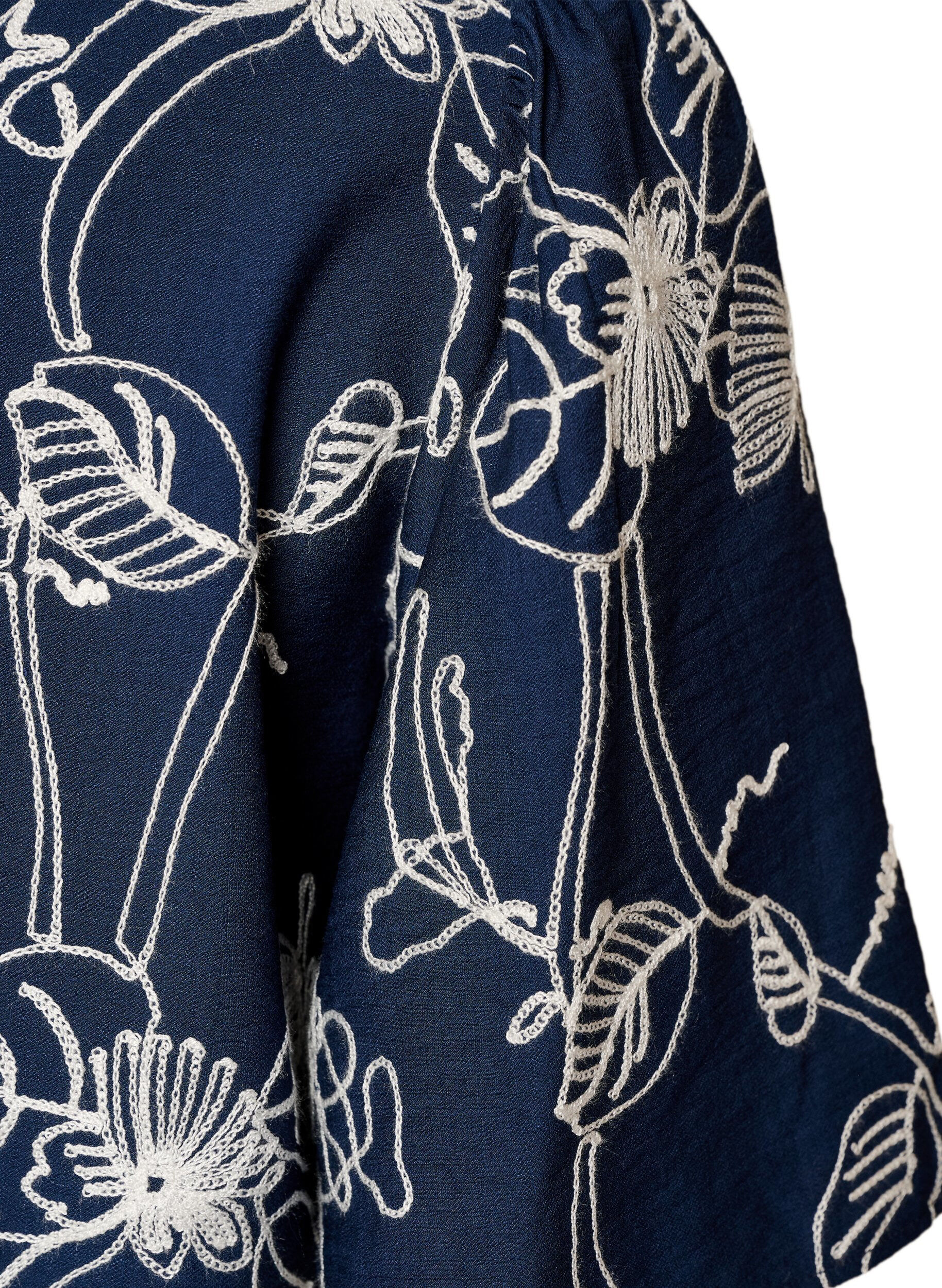 ZizziChemisier &agrave; manches courtes avec motif brod&eacute;, Bleu, Packshot image number 3