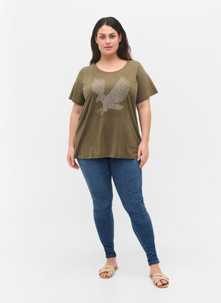 T-shirt en coton délavé à l'acide et aux pierres, Ivy Green Wash, Model image number 2