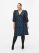 Robe portefeuille en jacquard avec manches 3/4, Black Blue, Model image number 3