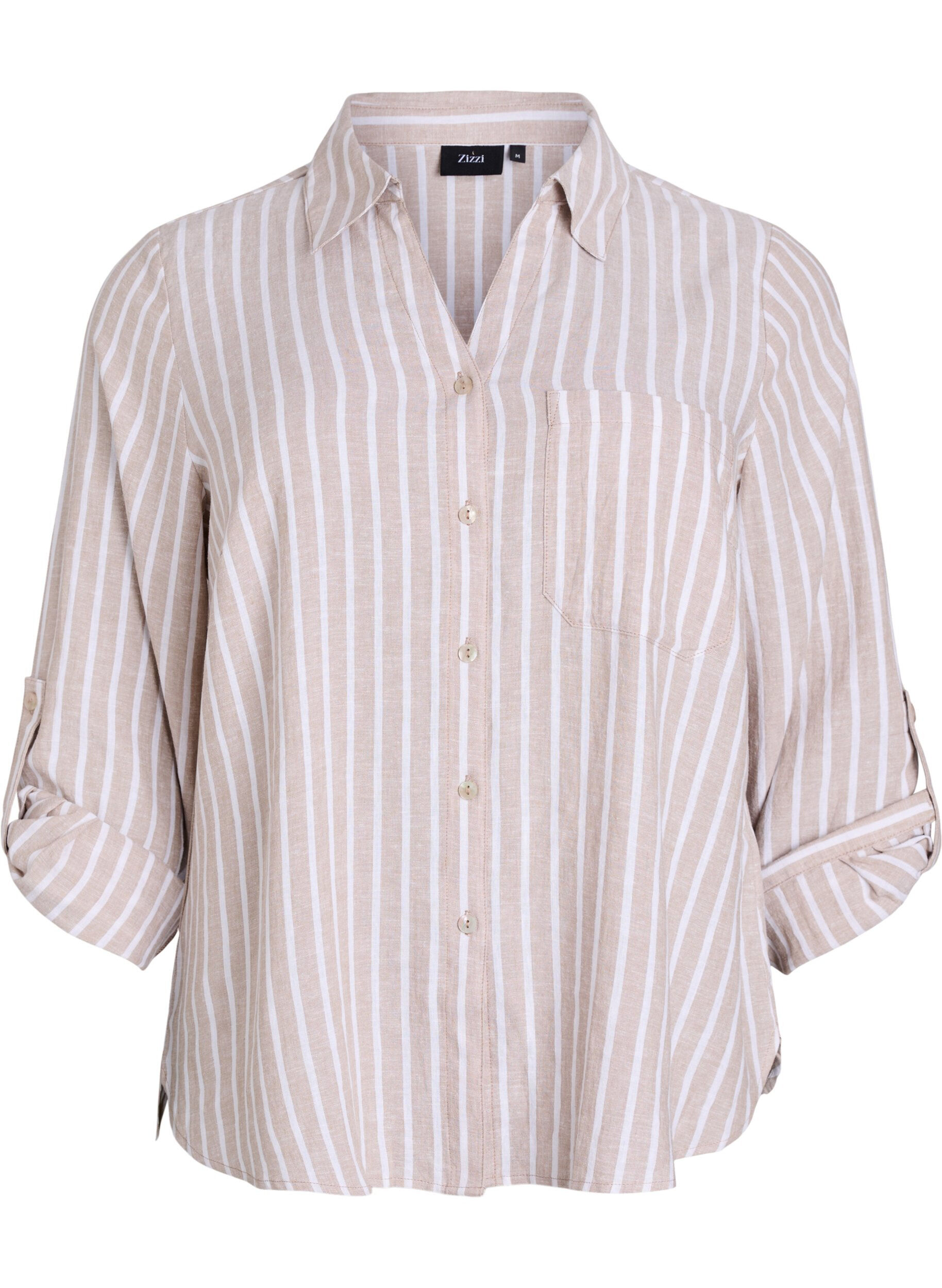 Chemise en lin et viscose avec manches 3/4