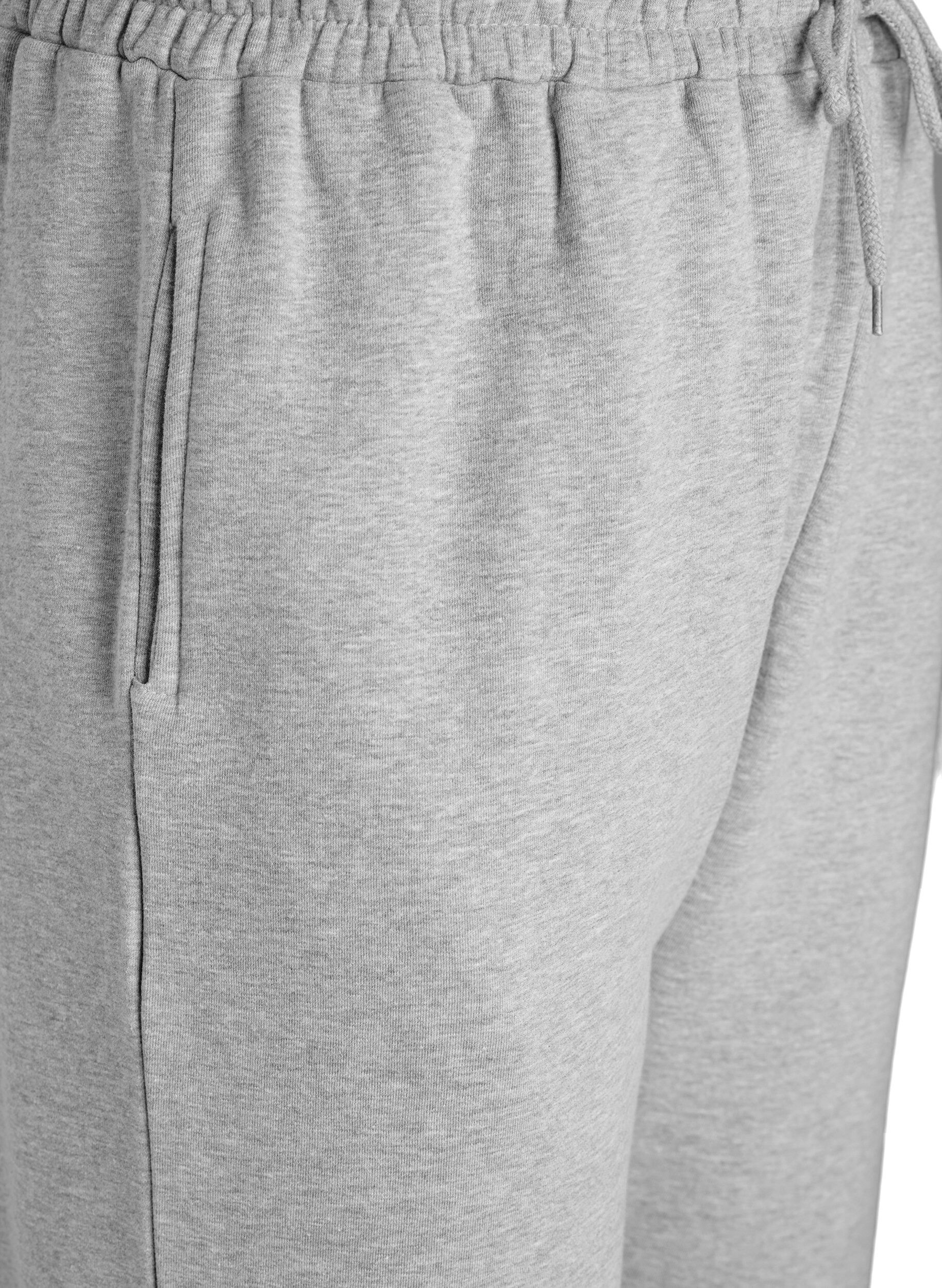 Zizzi Pantalon de jogging taille haute avec int&eacute;rieur bross&eacute;, Gris, Packshot image number 2