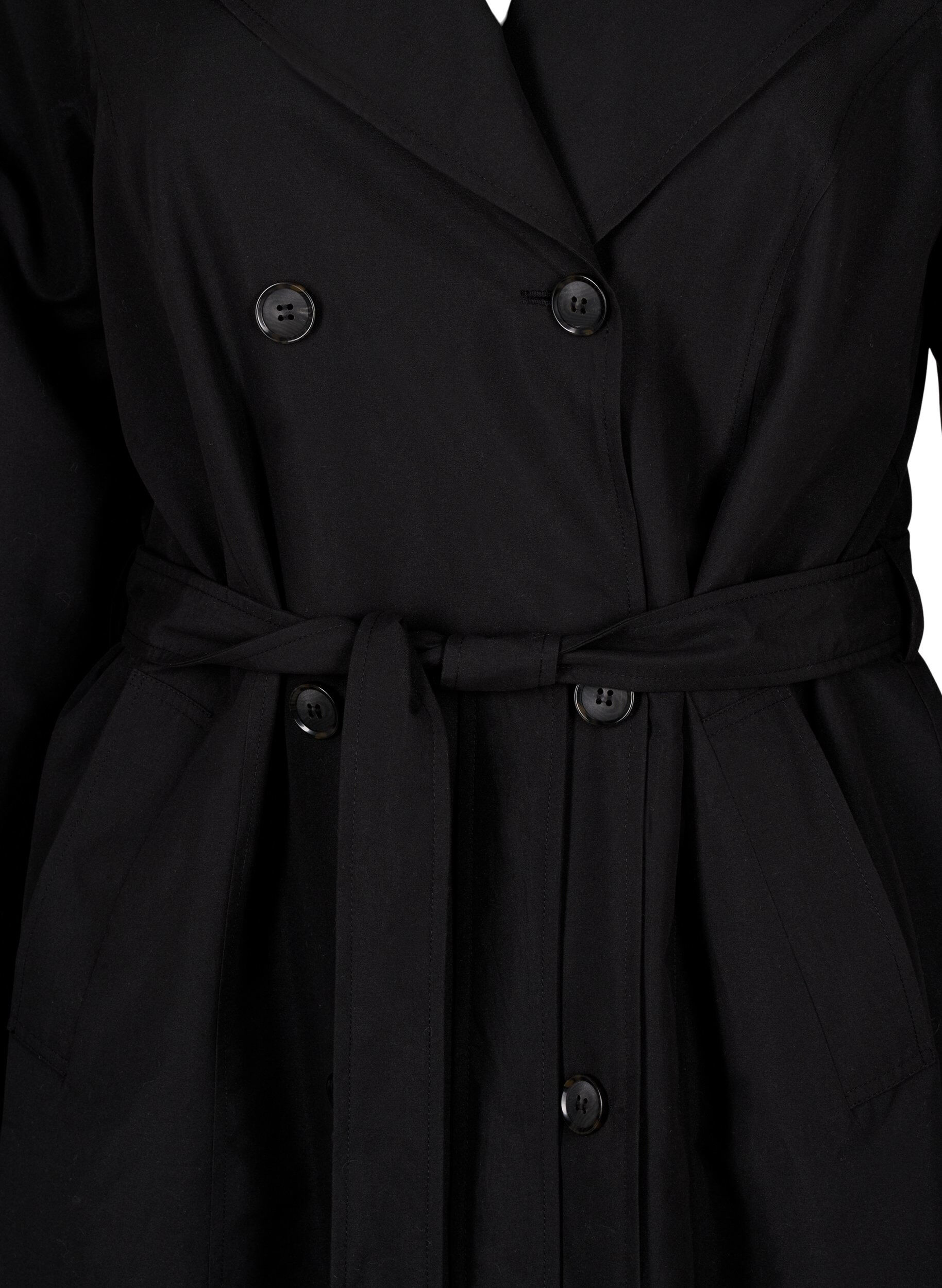 Zizzi Trench-coat avec ceinture et fente, Black, Packshot image number 2