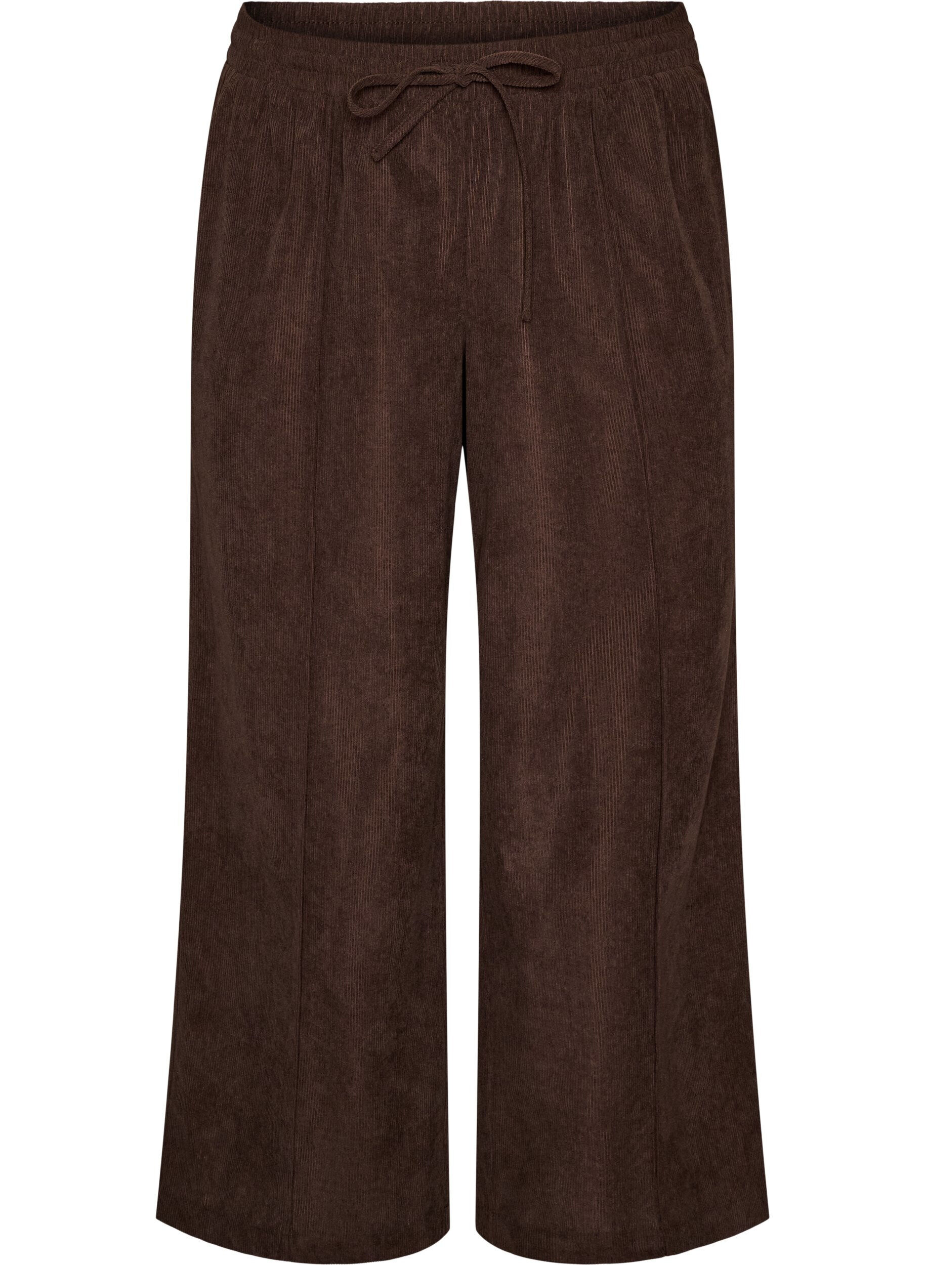 FLASH - Pantalon en velours c&ocirc;tel&eacute; &agrave; coupe ample et taille haute