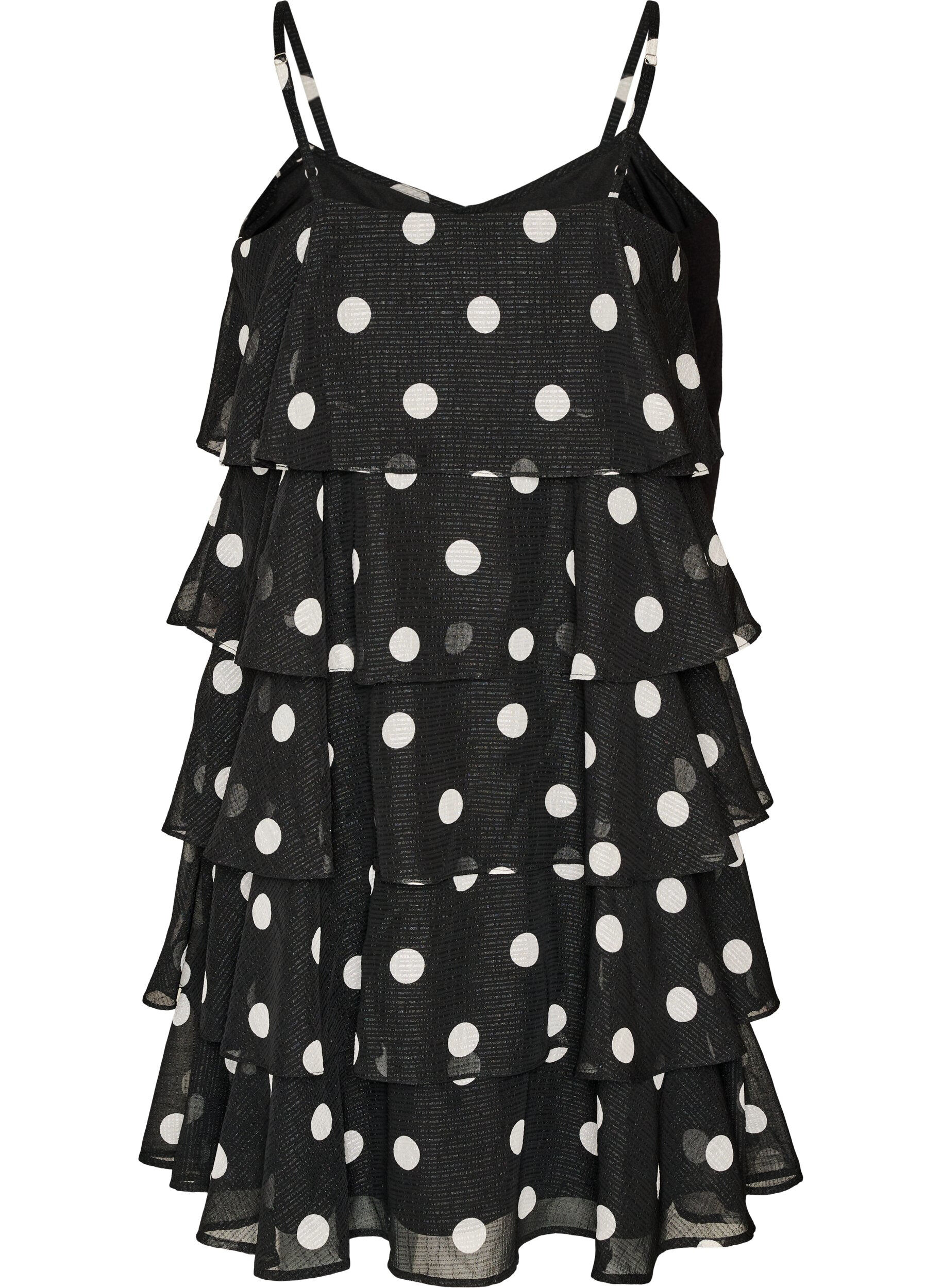 ZizziRobe &agrave; volants superpos&eacute;s avec fines bretelles, Noir, Packshot image number 1