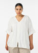 Blouse en viscose avec bordure crochet et boutons, Vanille, Model image number 0