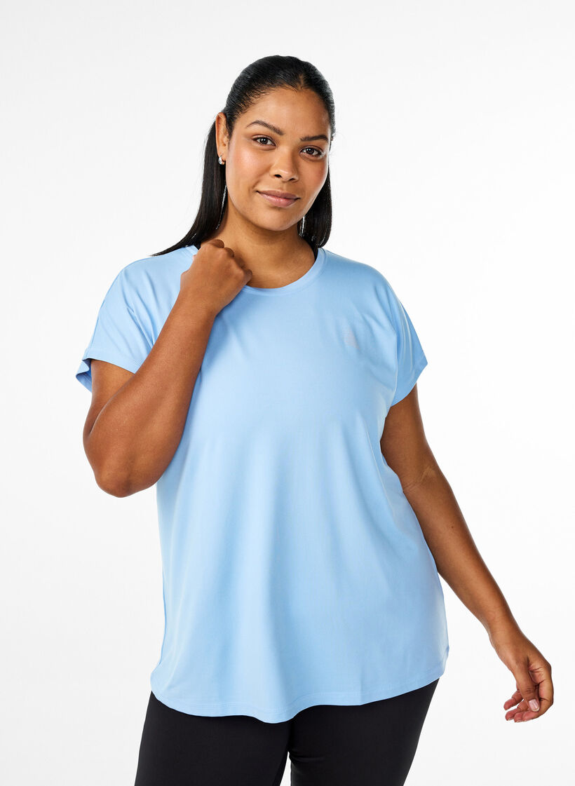 T-shirt de sport uni, Bleu, Model image number 0