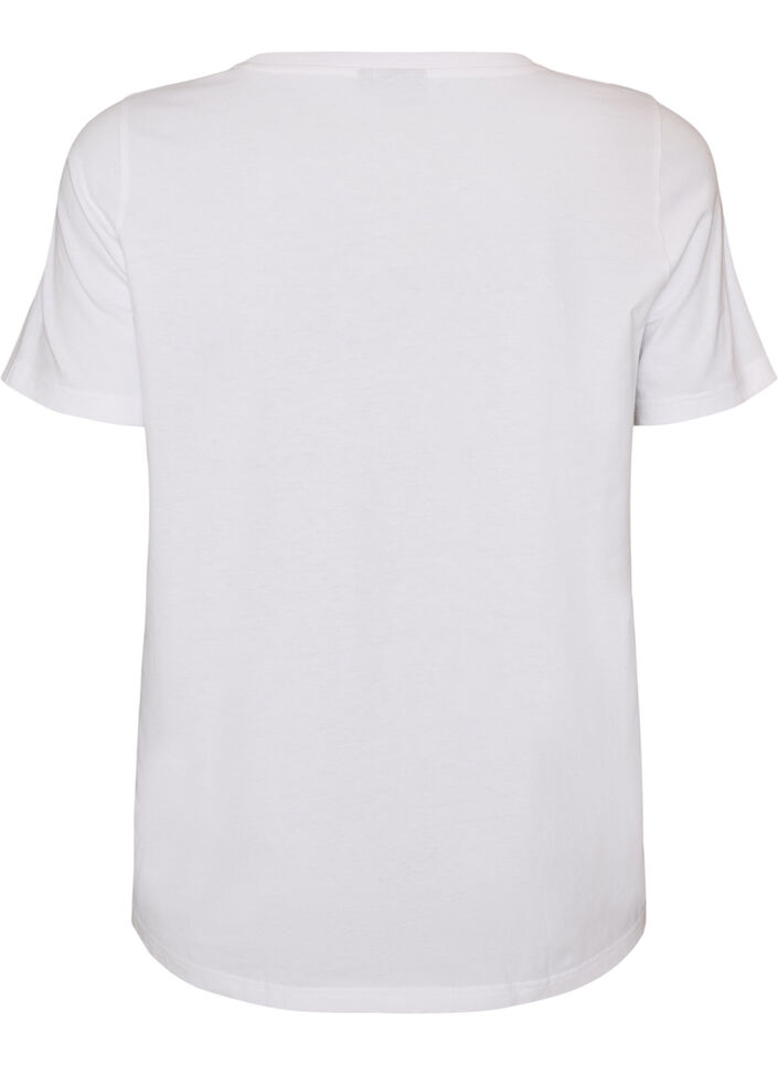 T-shirt en coton avec imprim&eacute; sur la poitrine, Blanc, Packshot image number 1