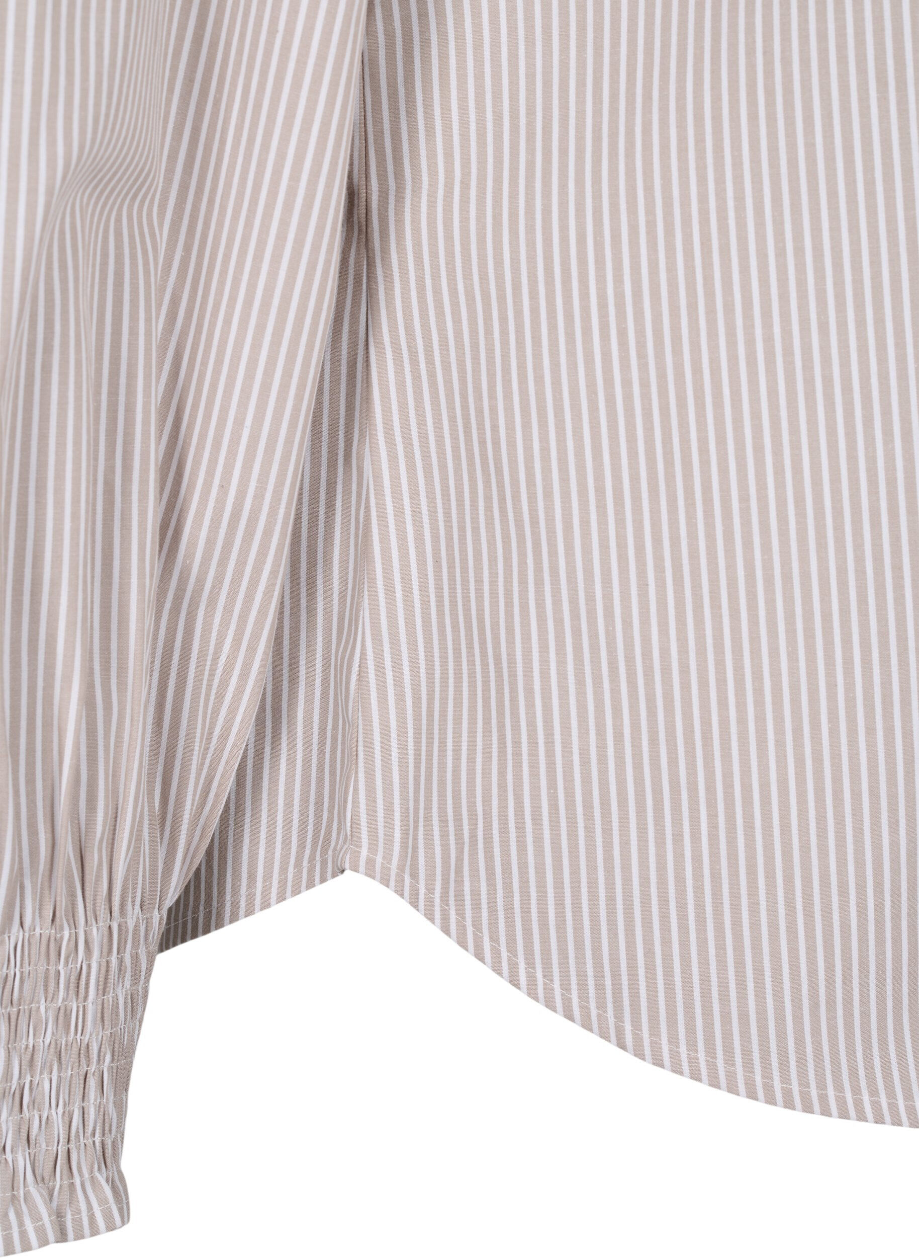 Zizzi Chemise ray&eacute;e avec fronces, Silver Mink Wh. St., Packshot image number 3