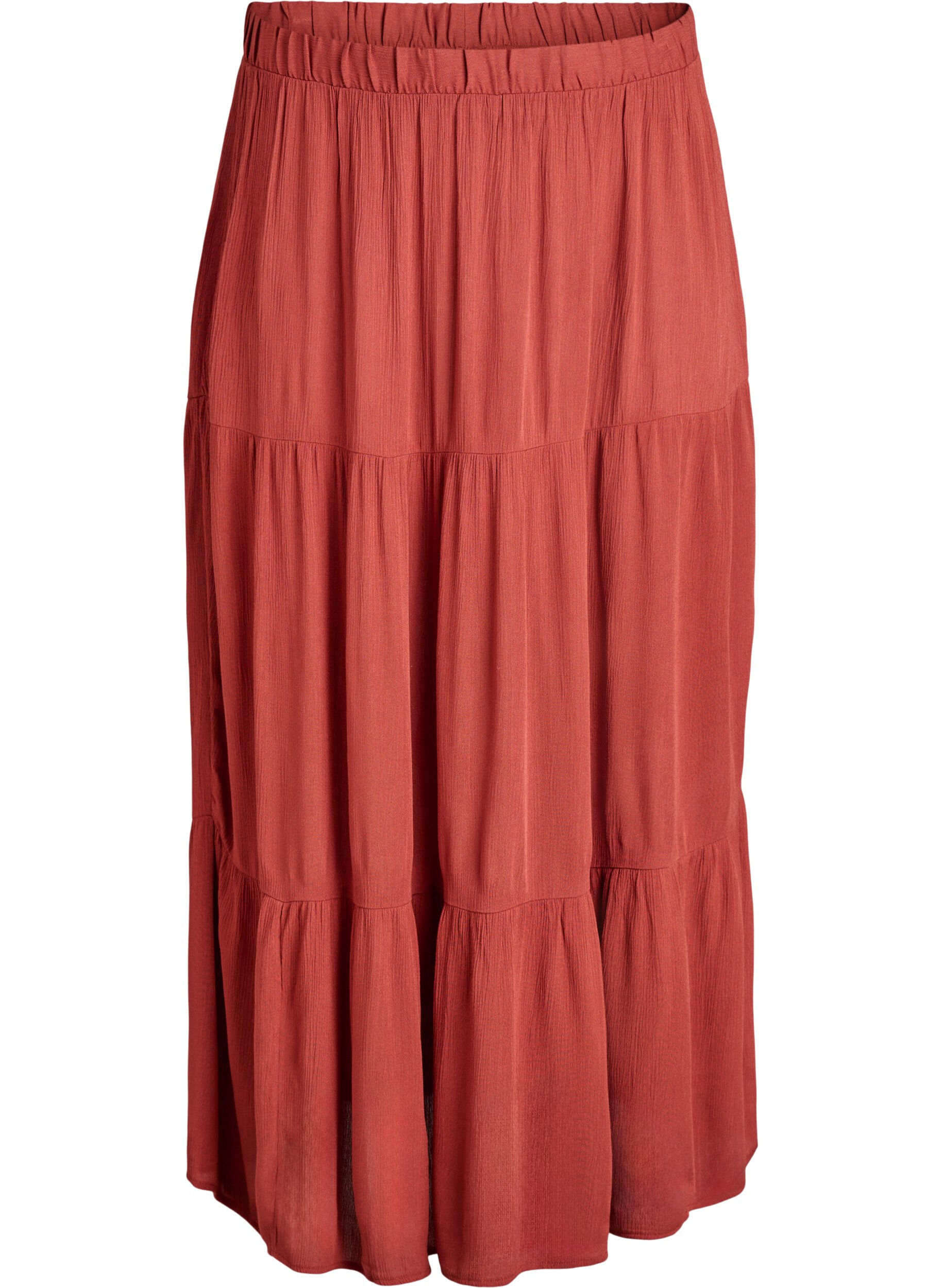 ZizziJupe longue &agrave; taille &eacute;lastiqu&eacute;e, Rouge, Packshot image number 0