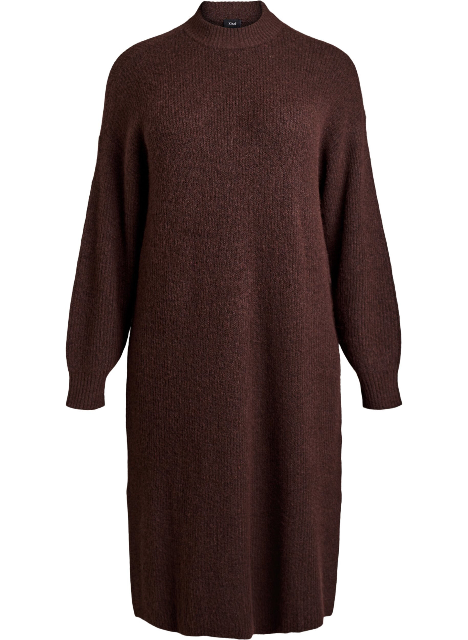 Robe longue en maille &agrave; col montant