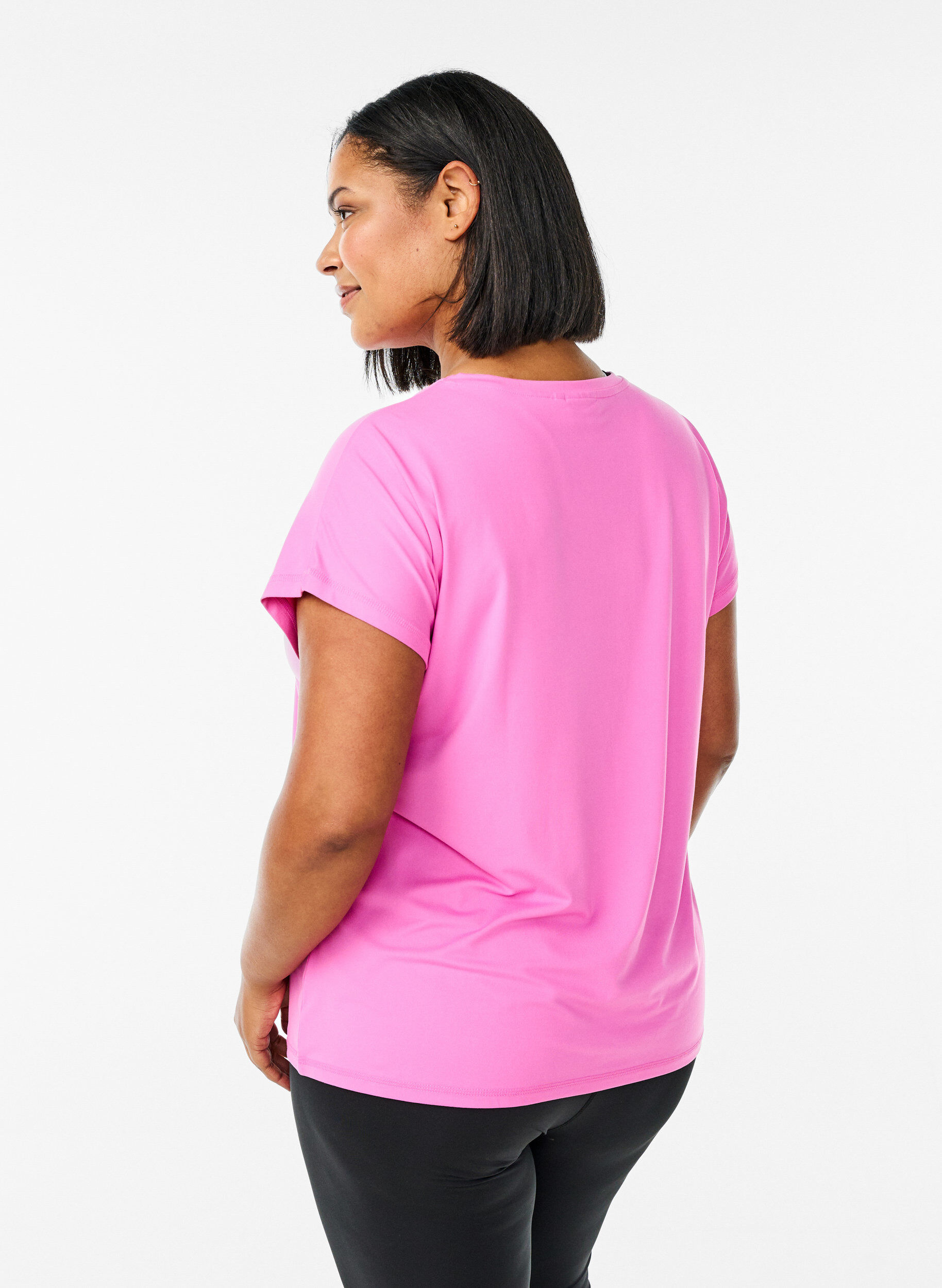 Zizzi T-shirt de sport uni, Rose, Model image number 2