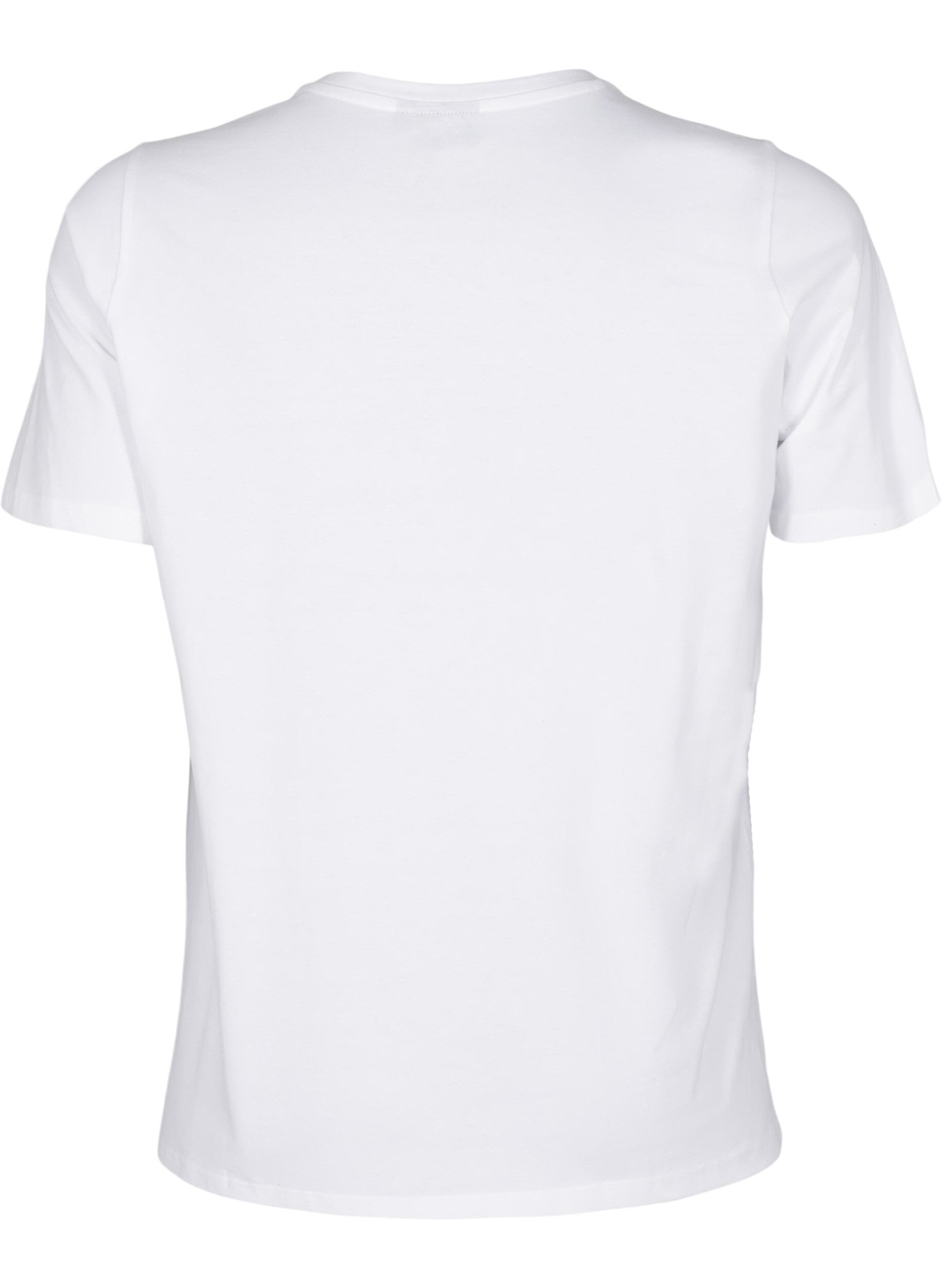 Zizzi T-shirt &agrave; col rond et strass, Bright White, Packshot image number 1