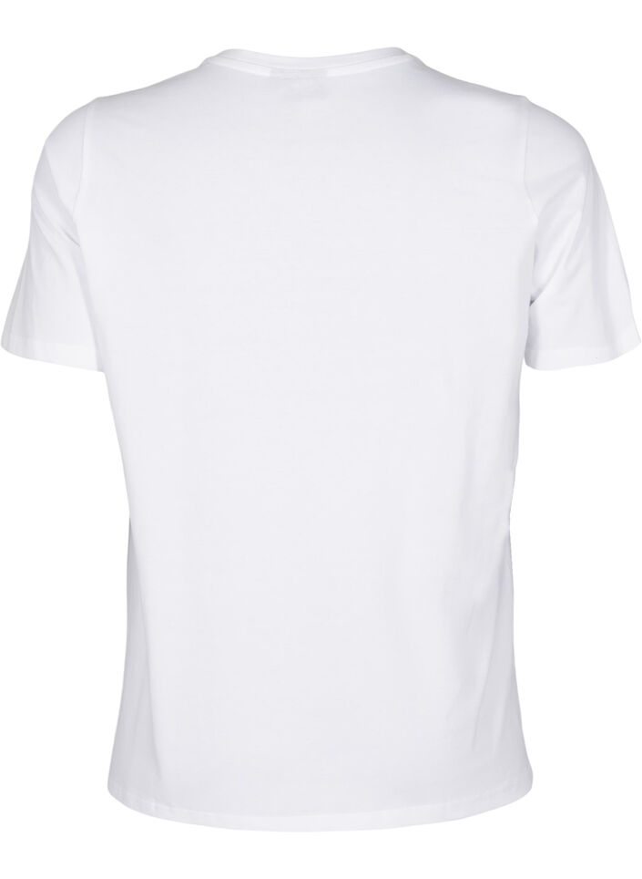 T-shirt à col rond et strass, Bright White, Packshot image number 1