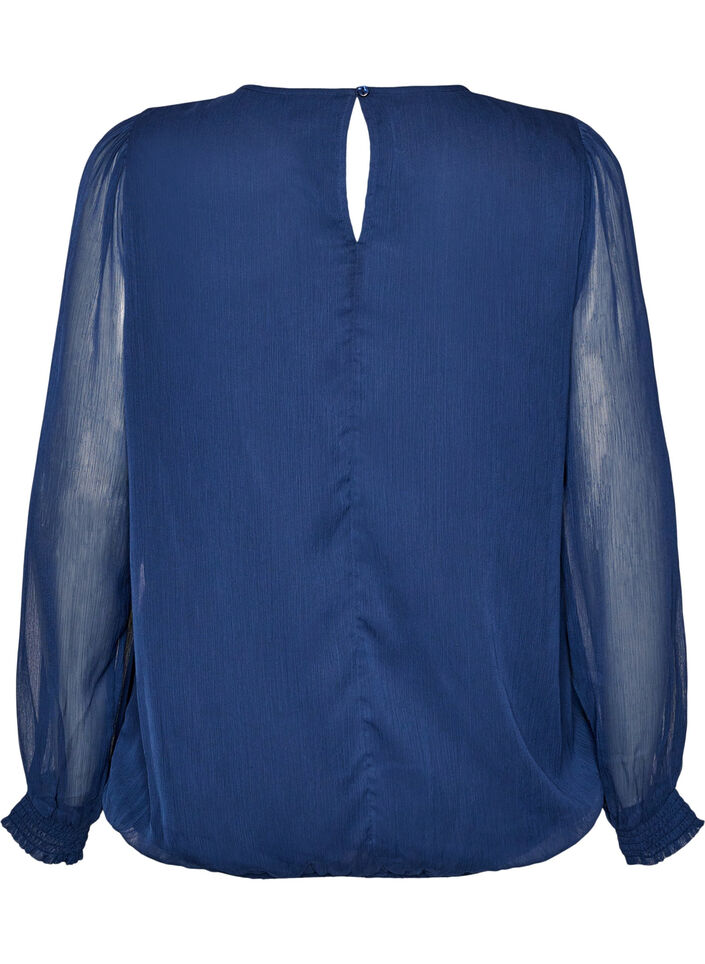 Blouse en mousseline avec manches transparentes, Bleu, Packshot image number 1