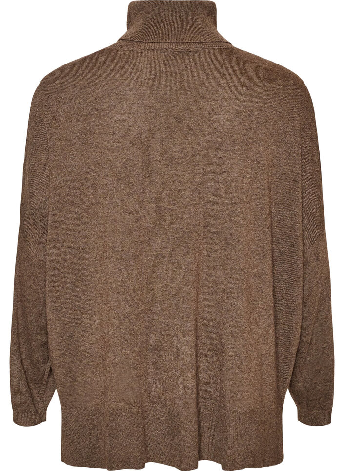 Pull &agrave; col roul&eacute; &agrave; coupe ample, Marron, Packshot image number 1