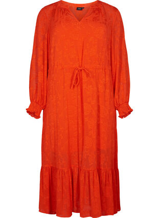 Robes midi à manches longues en look jacquard, Orange.com, Packshot image number 0