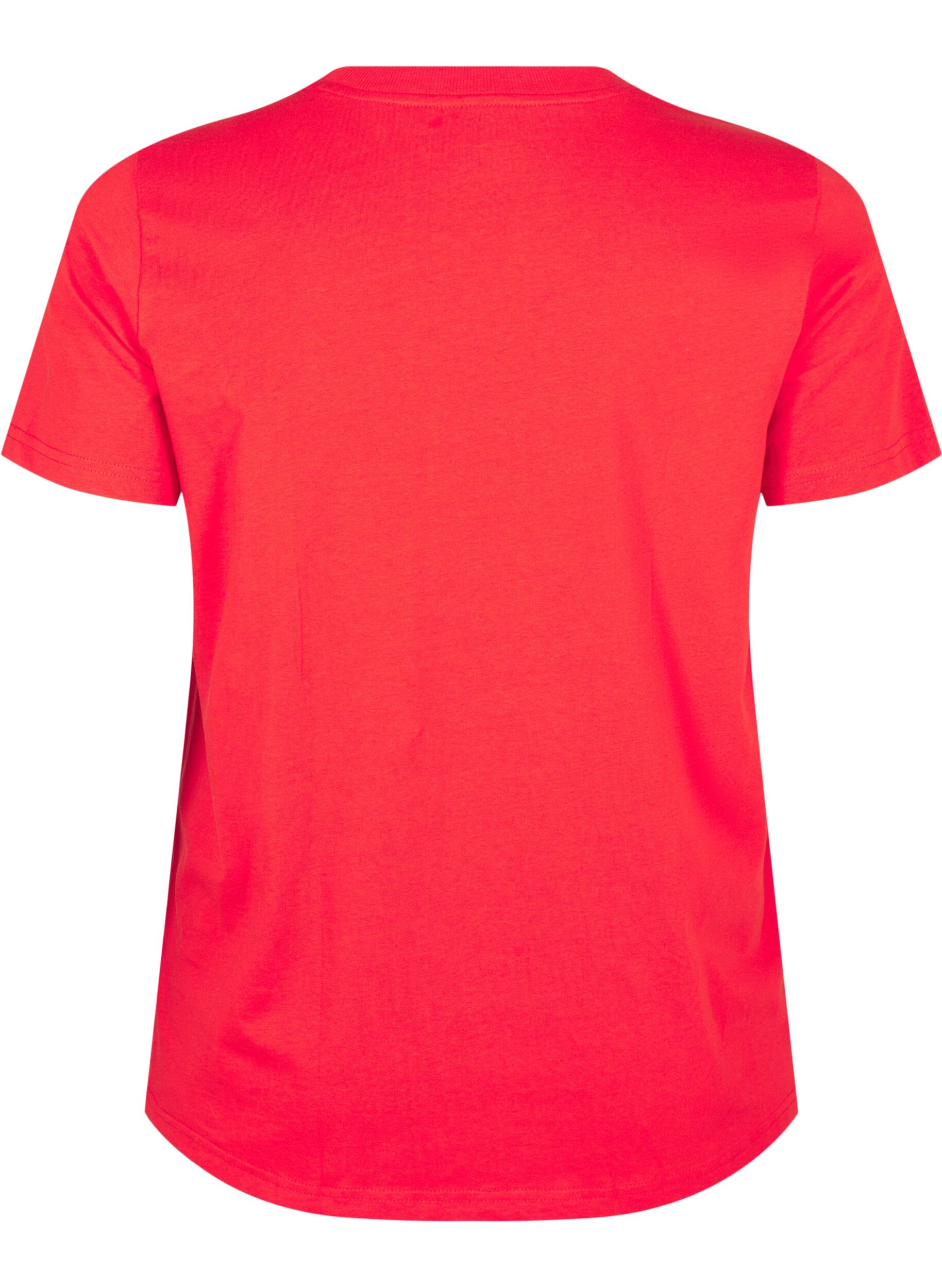 ZizziT-shirt basique en coton &agrave; col rond, Rouge, Packshot image number 1