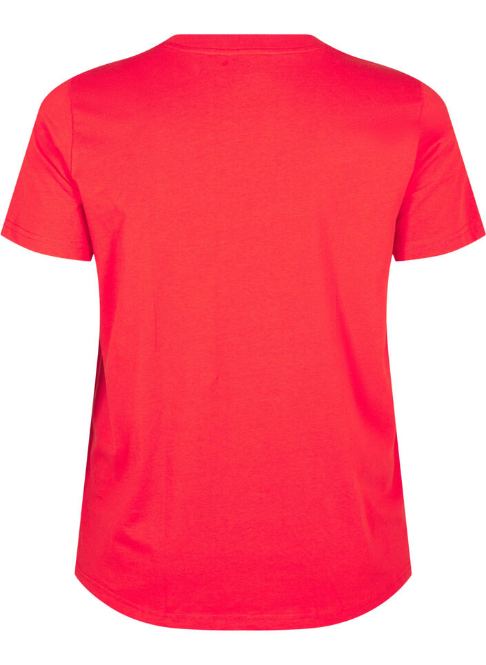 T-shirt basique en coton &agrave; col rond, Rouge, Packshot image number 1