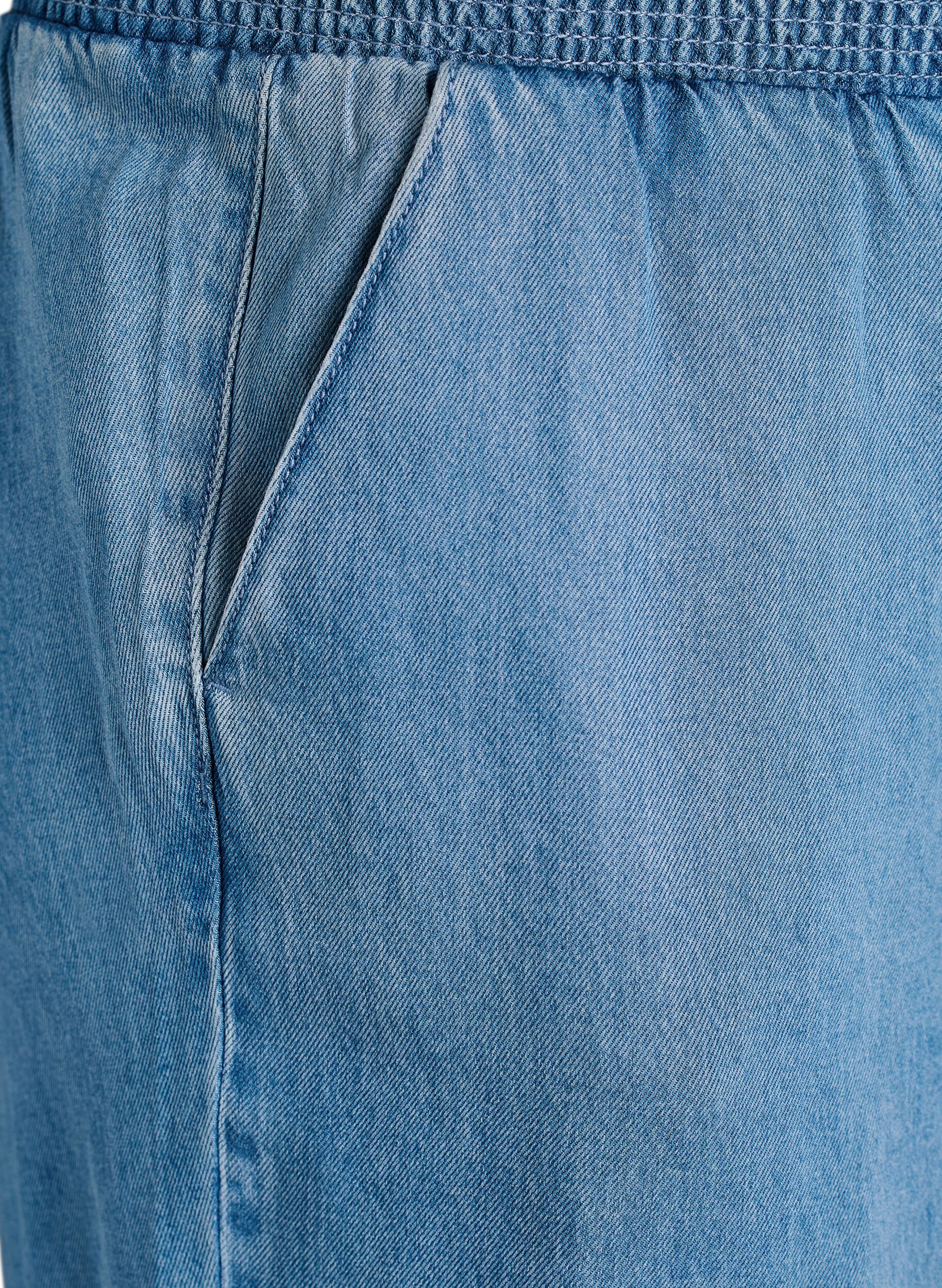 Zizzi Culotte en lyocell jambes larges aspect denim, Bleu Clair, Packshot image number 2