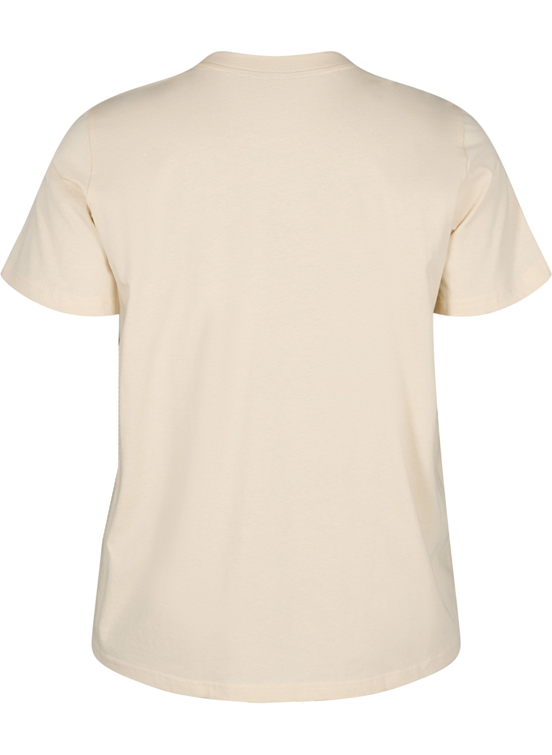 Zizzi T-shirt en coton avec imprim&eacute;, Beige, Packshot image number 1