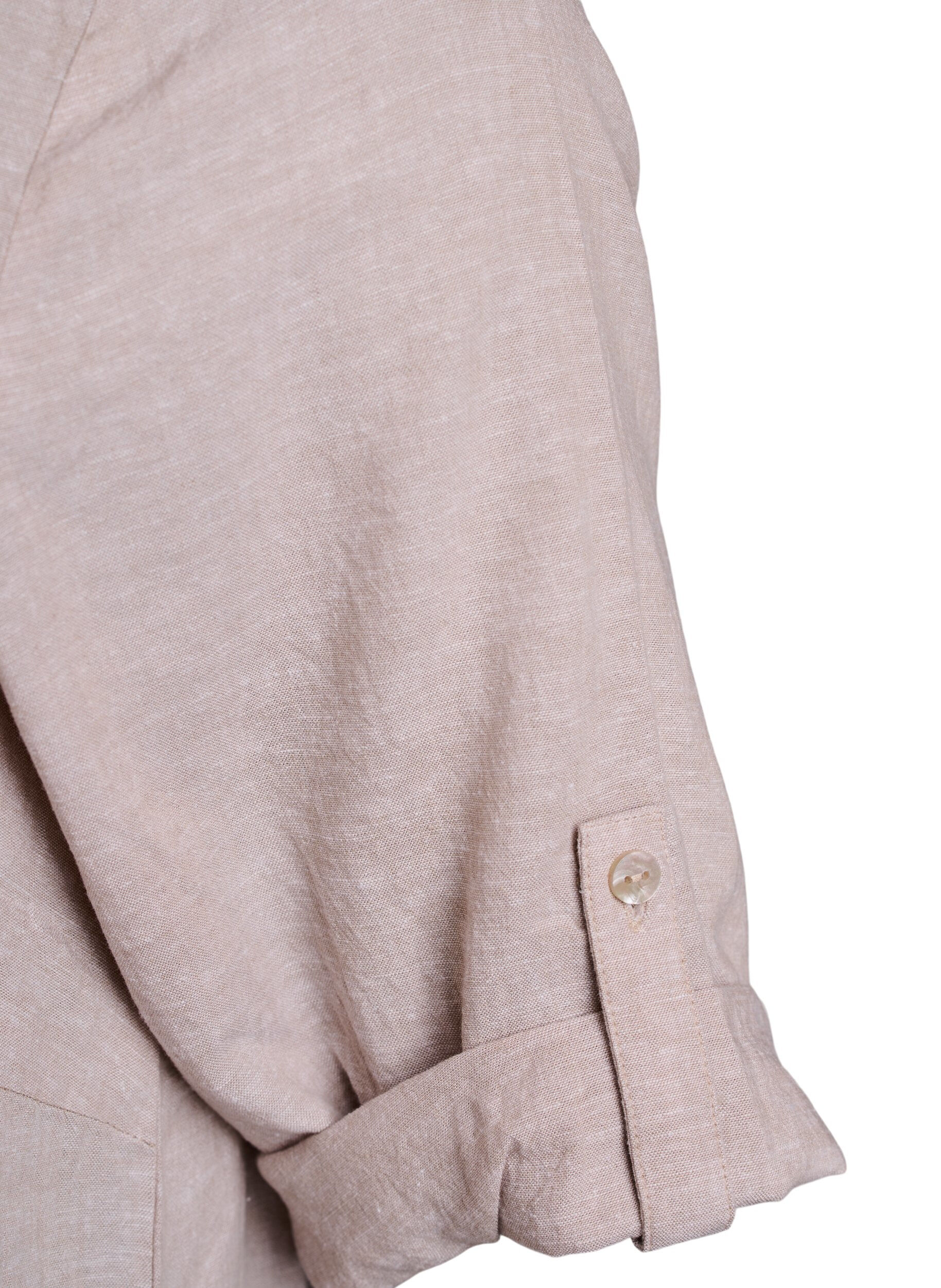 ZizziTunique coupe trap&egrave;ze en lin et viscose, Beige, Packshot image number 3