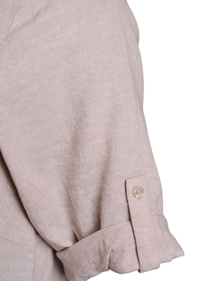 Tunique coupe trap&egrave;ze en lin et viscose, Beige, Packshot image number 3