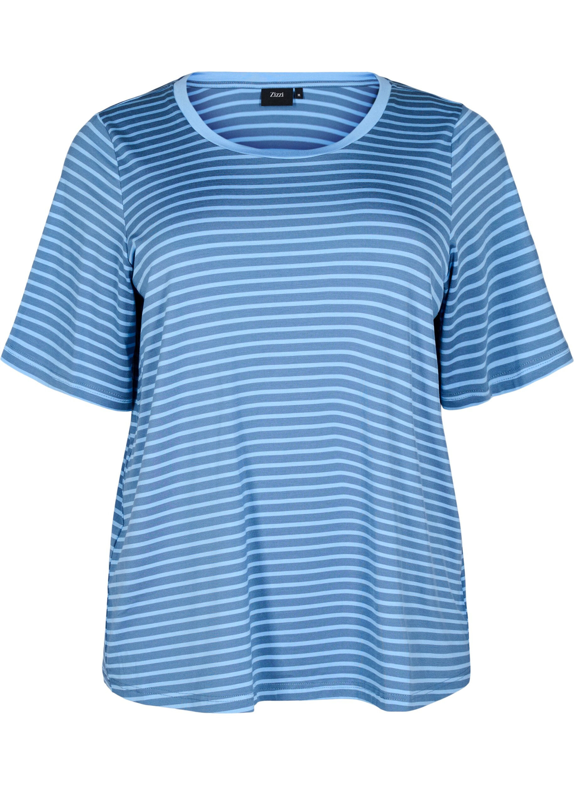 Zizzi T-shirt avec TENCEL&trade; Lyocell et rayures, Bleu, Packshot image number 0