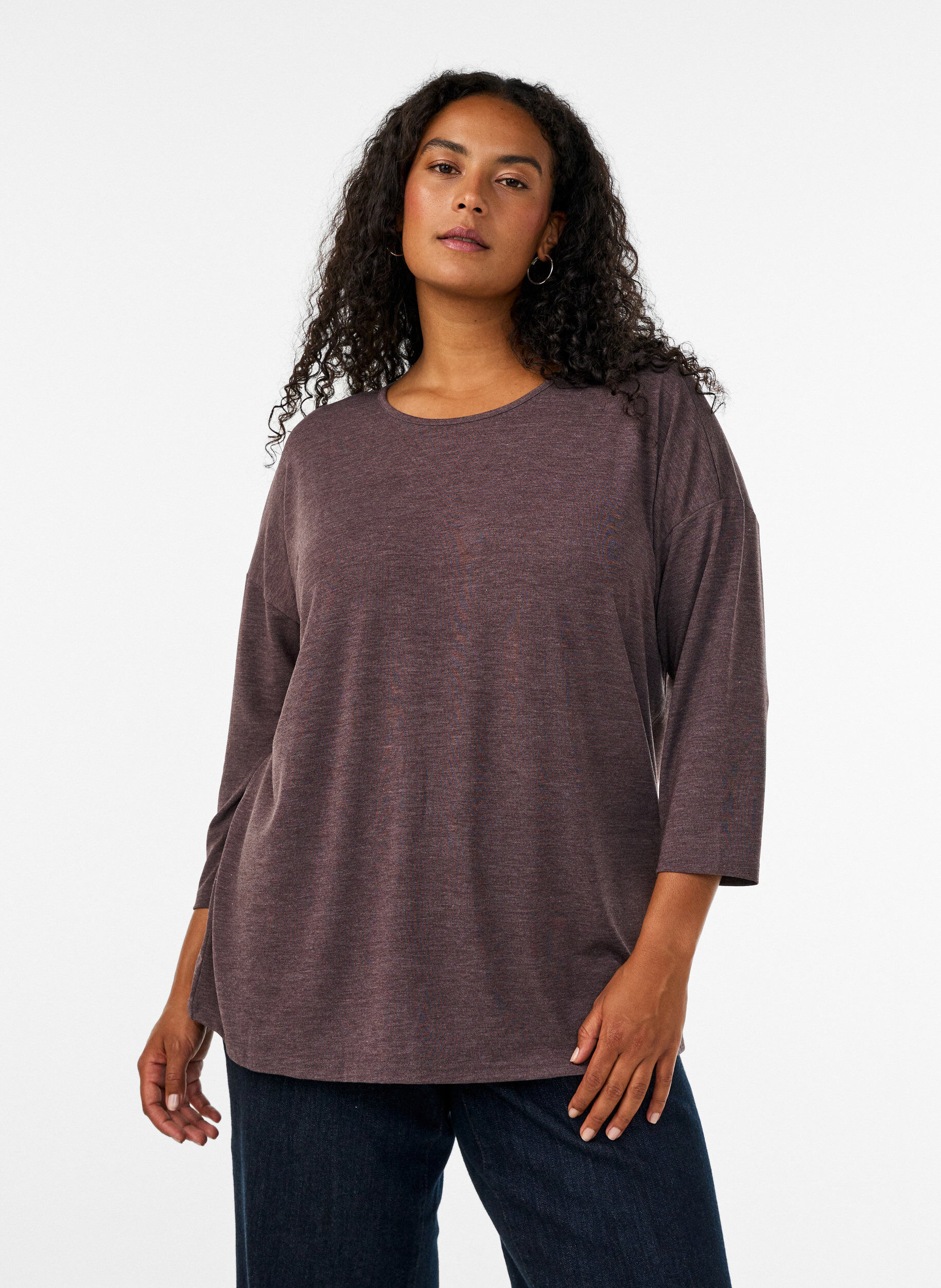 ZizziBlouse en jersey avec manches 3/4, Marron, Model image number 0