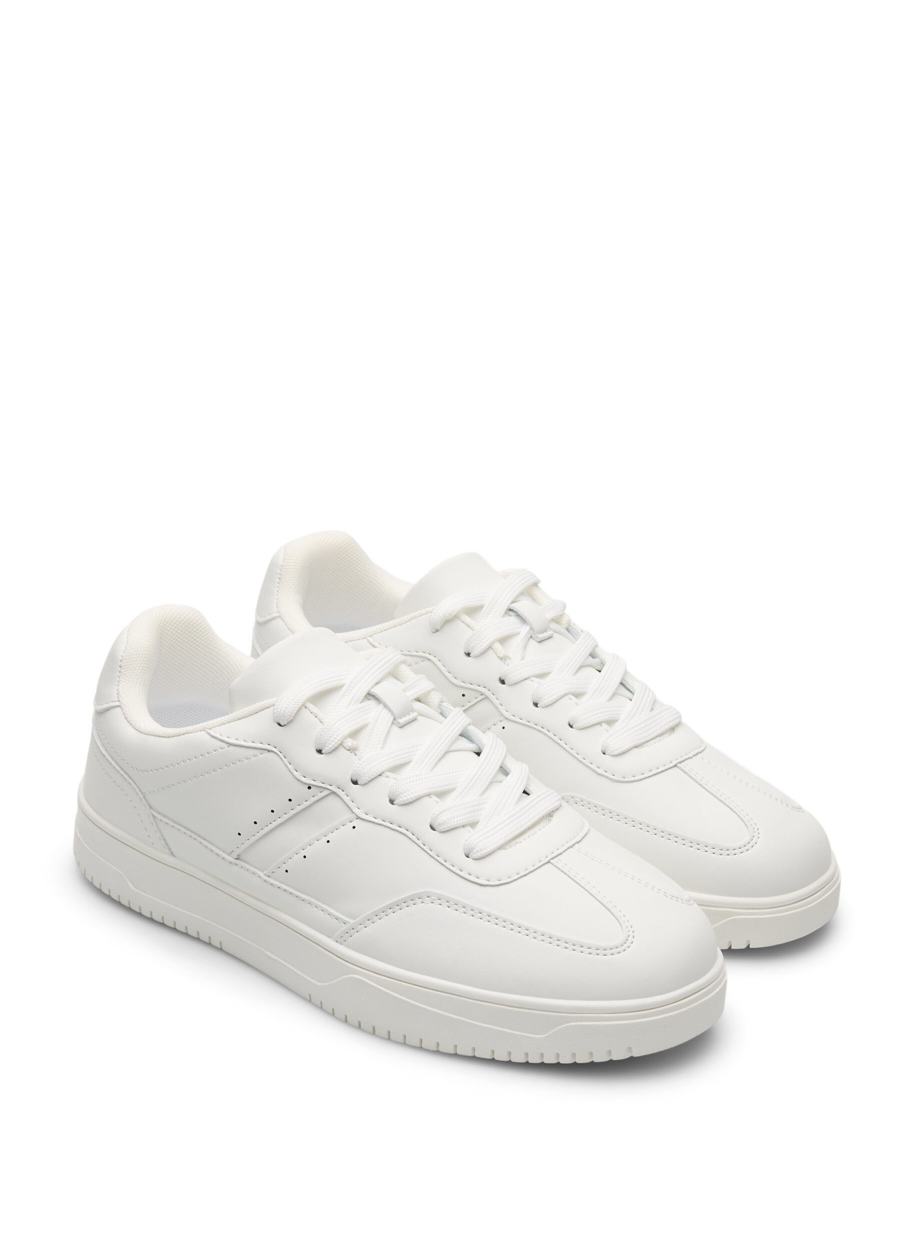 Zizzi Large - Sneakers en faux cuir avec coutures d&eacute;taill&eacute;es, Blanc, Packshot image number 1