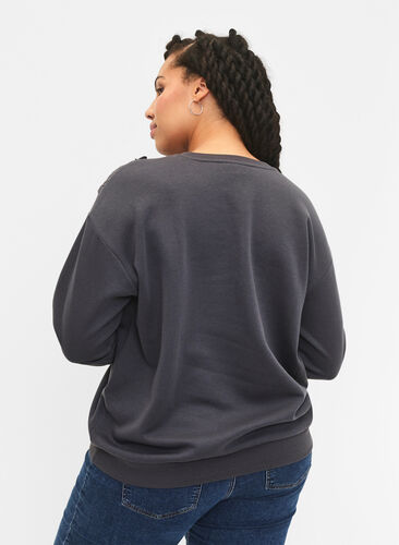 Sweatshirt avec volants et détail de crochet, Dark Grey, Model image number 1