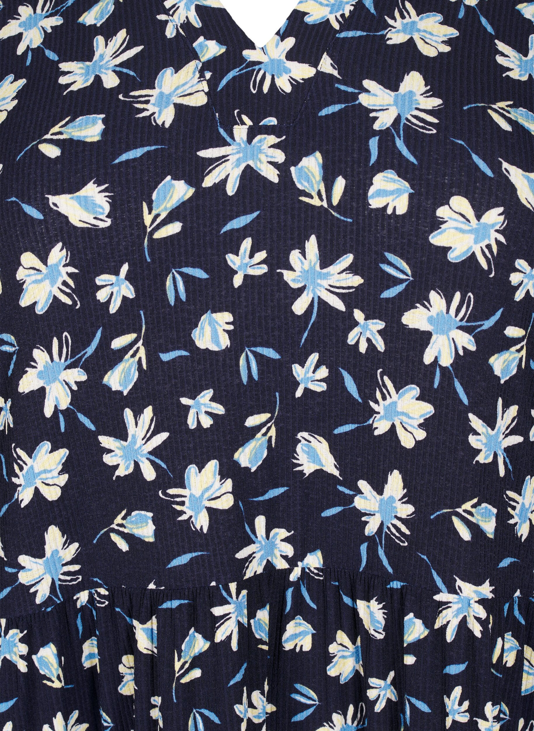 Zizzi Robe courte &eacute;vas&eacute;e &agrave; imprim&eacute; floral, Bleu, Packshot image number 2