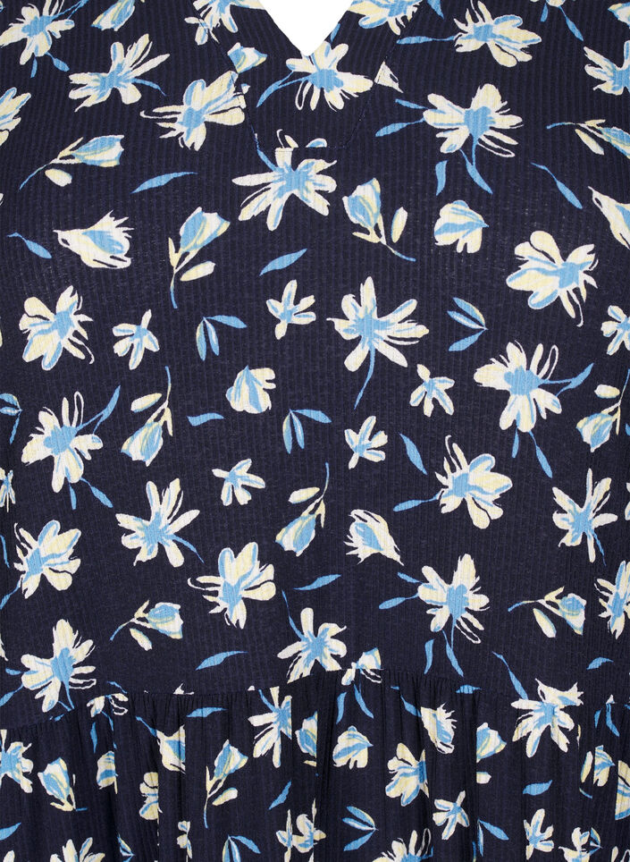 Robe courte évasée à imprimé floral, Bleu, Packshot image number 2